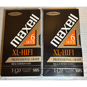 VHS Blank Video VCR Tape Maxell XL-HIFI Professional Grade T-120 6 Hours NOS NEW